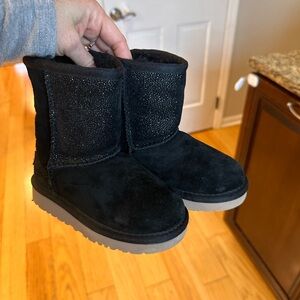 Black glitter Toddler Girl Uggs. Worn one time inside.